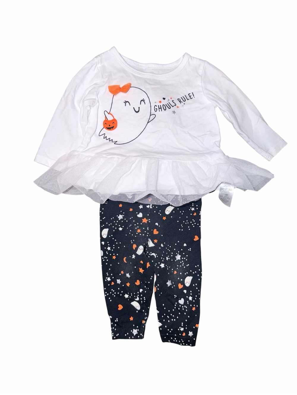 Carter's White and Navy Halloween Ghost Tutu Matching Set